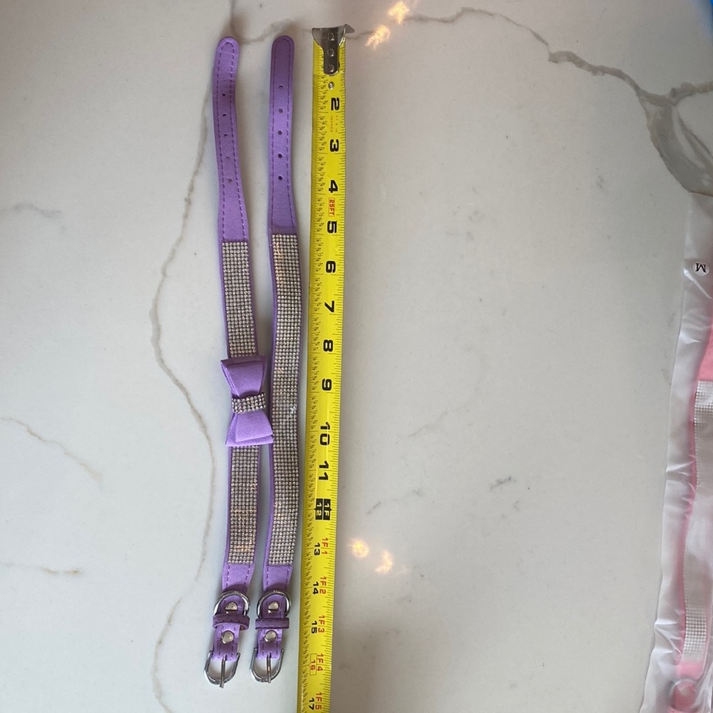 2 purple soft bling sparkle dog collars 16” - Picture 3 of 3